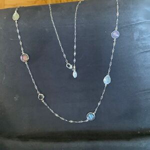 LOFT Silver Necklace with Iridescent Accents
